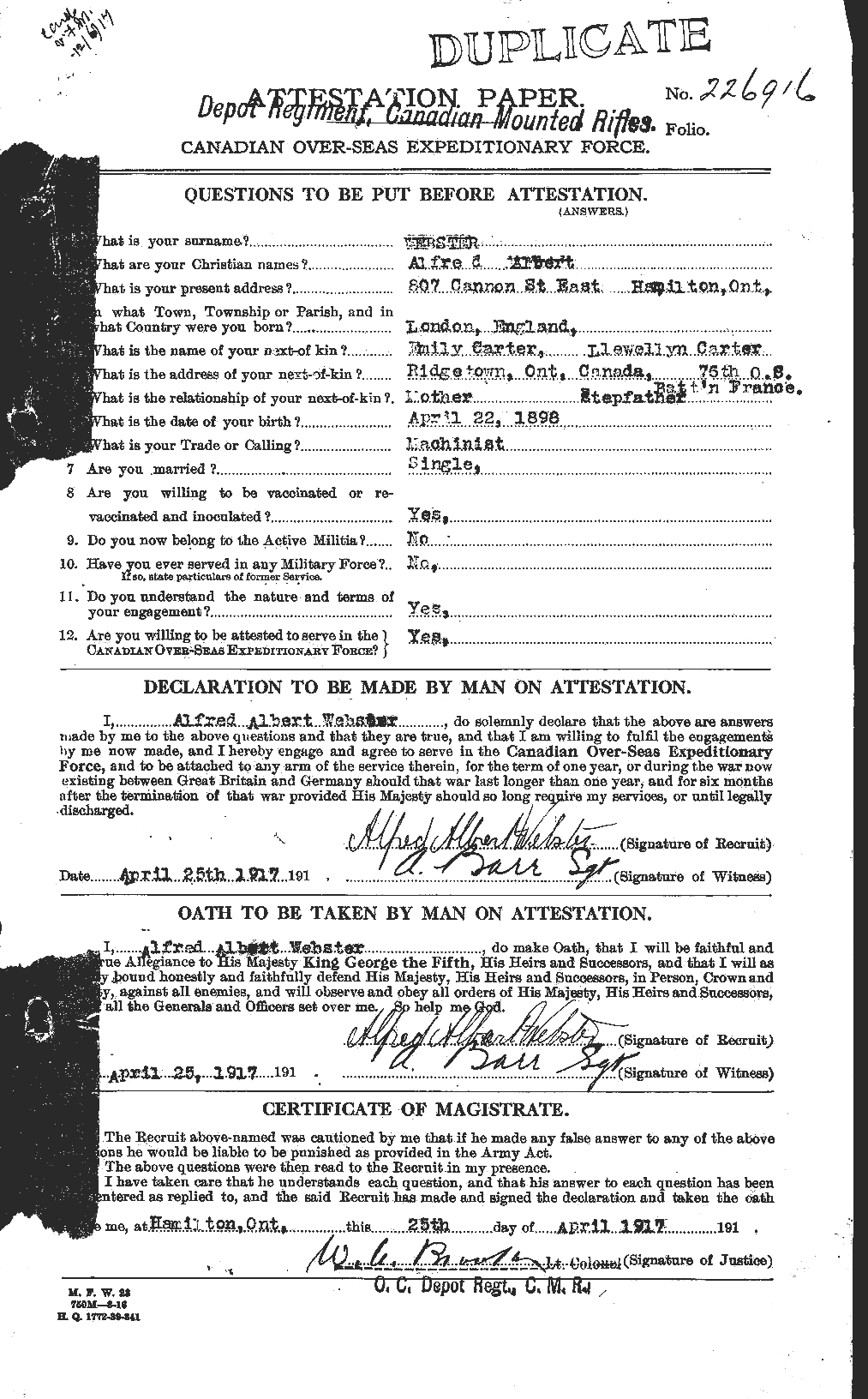 Personnel Records of the First World War - CEF 670243a