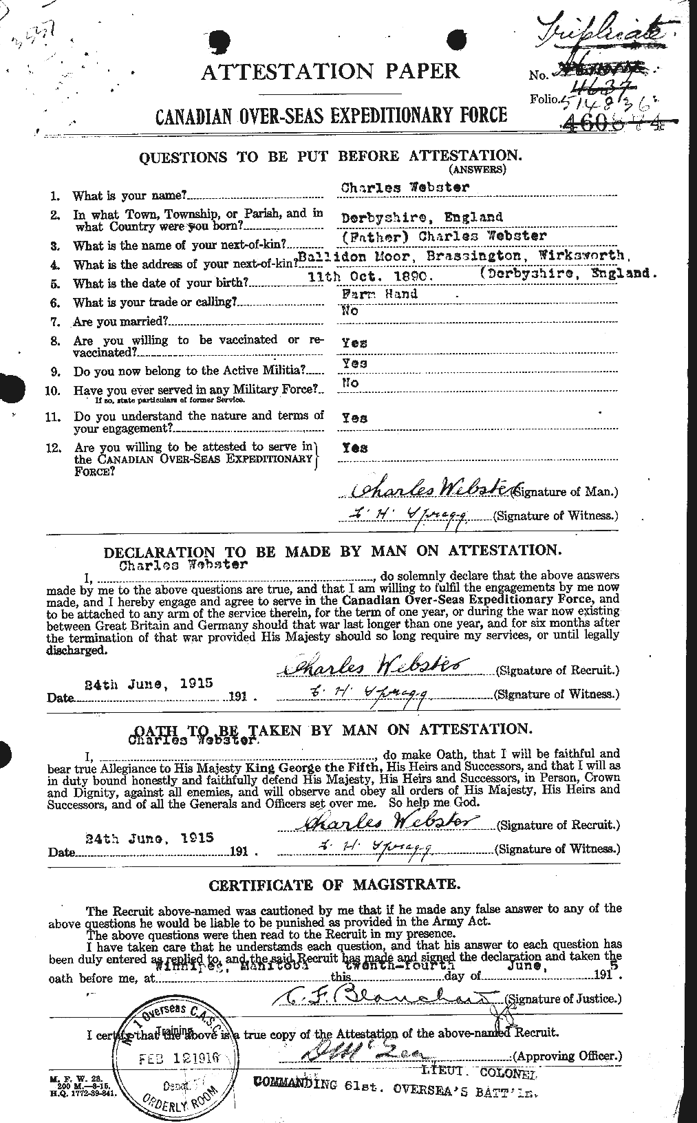 Personnel Records of the First World War - CEF 670289a