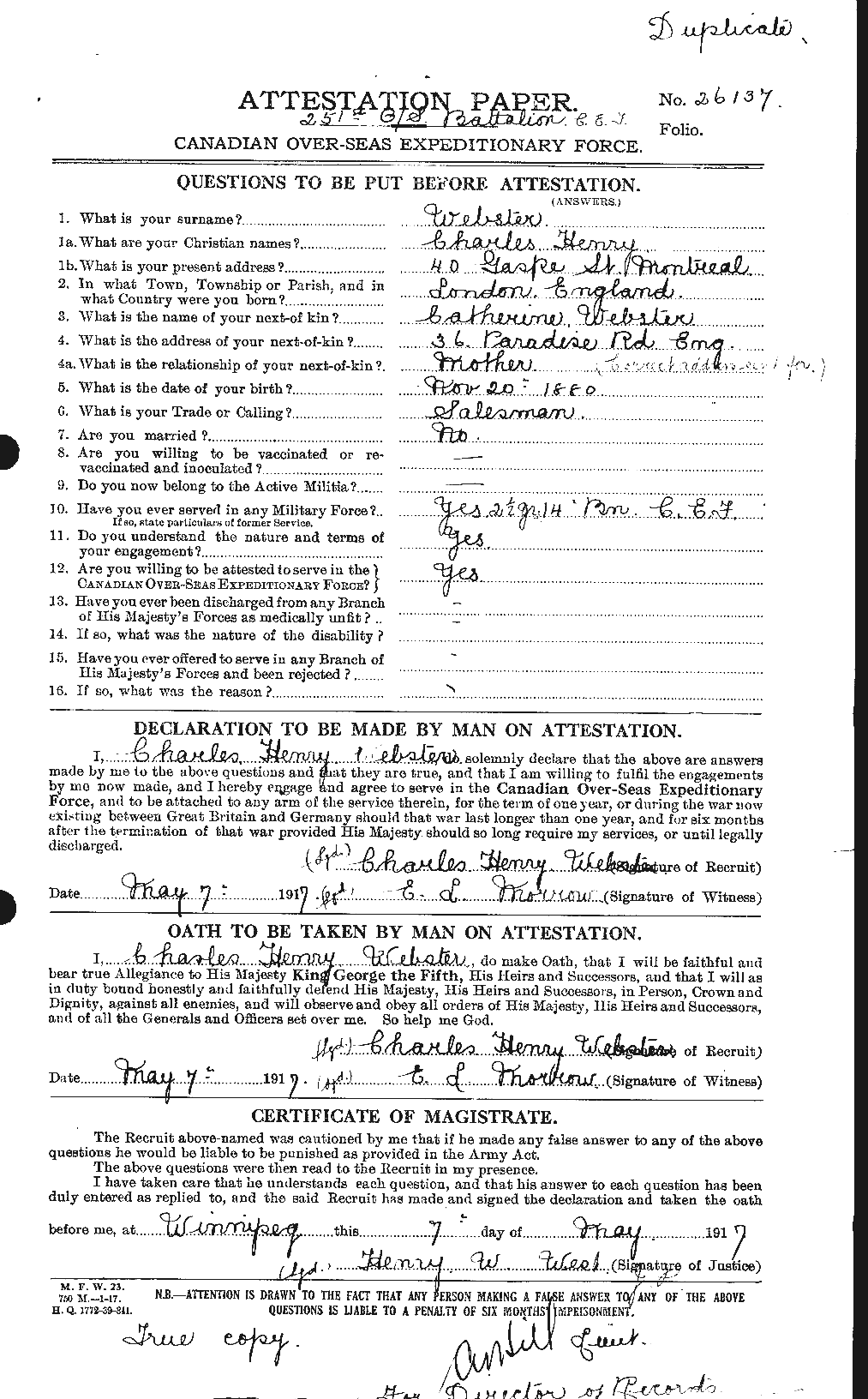 Personnel Records of the First World War - CEF 670295a