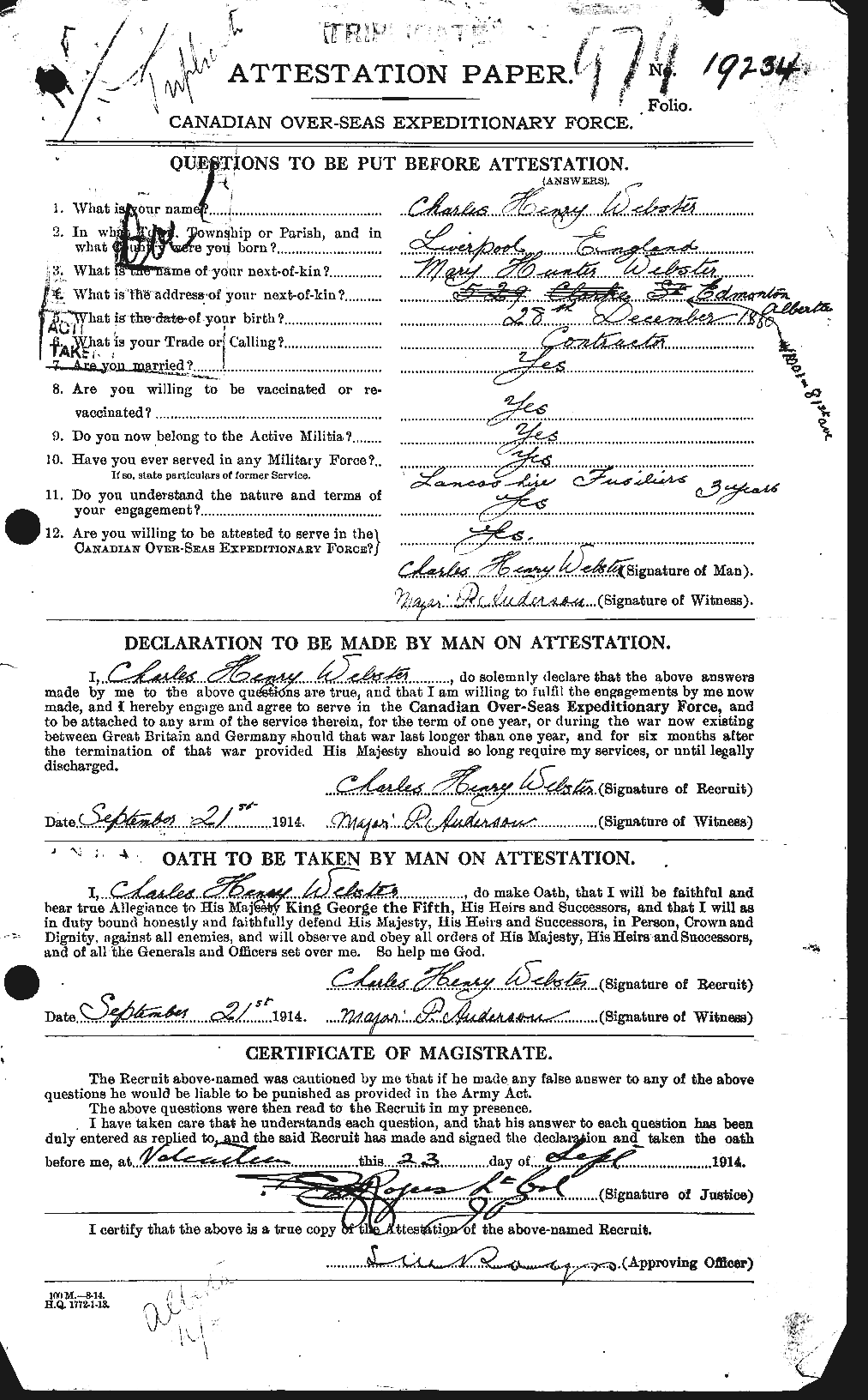 Personnel Records of the First World War - CEF 670296a