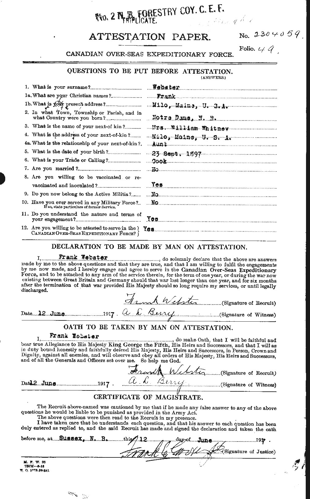 Personnel Records of the First World War - CEF 670350a