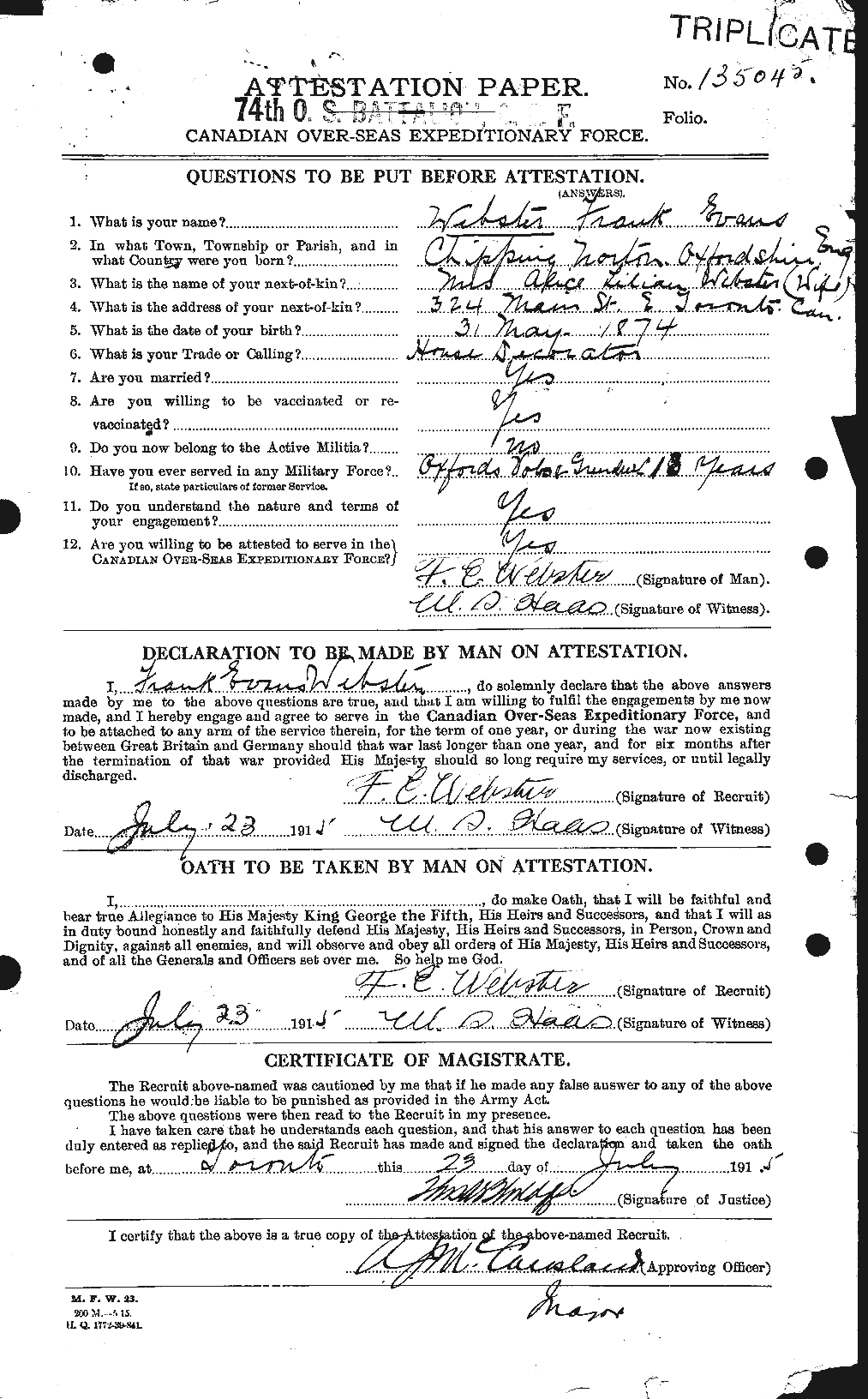 Personnel Records of the First World War - CEF 670351a