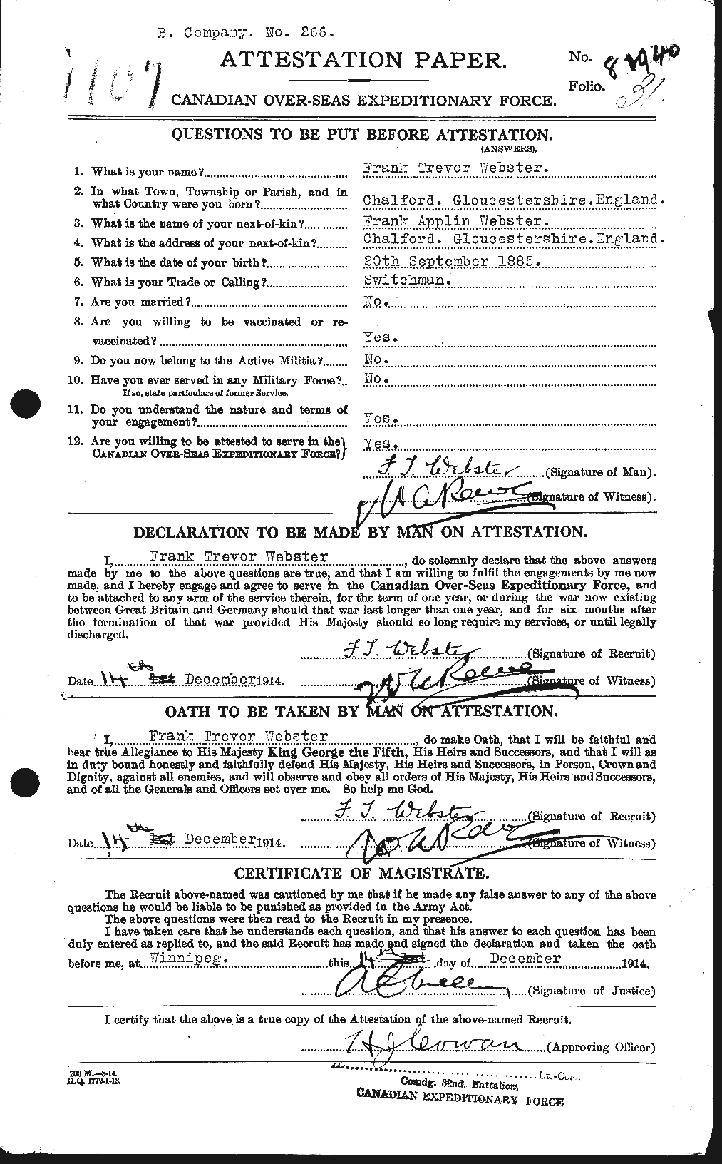 Personnel Records of the First World War - CEF 670354a