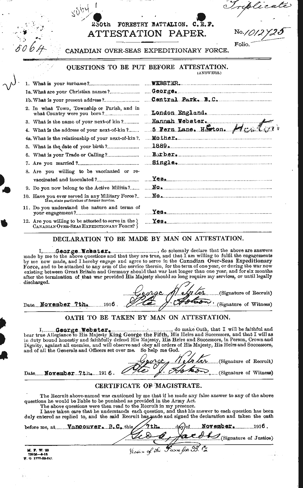 Personnel Records of the First World War - CEF 670374a