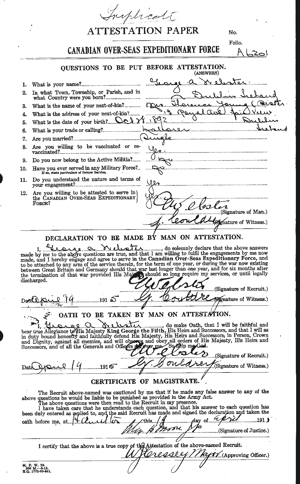 Personnel Records of the First World War - CEF 670380a