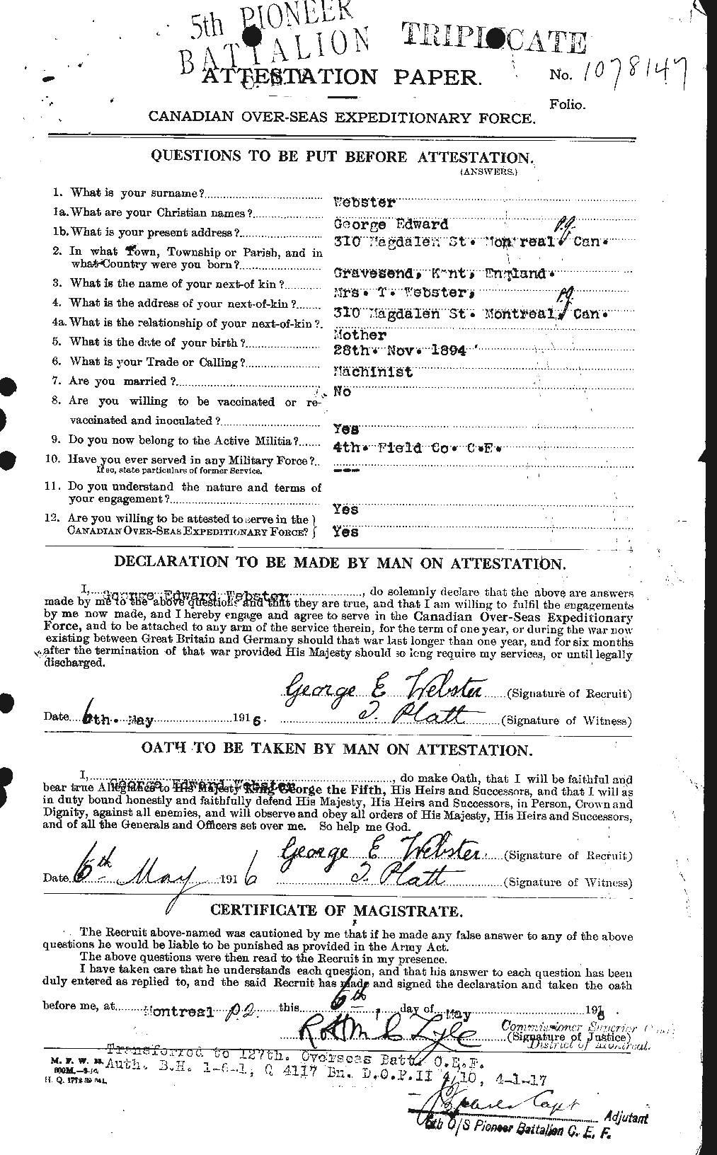 Personnel Records of the First World War - CEF 670383a