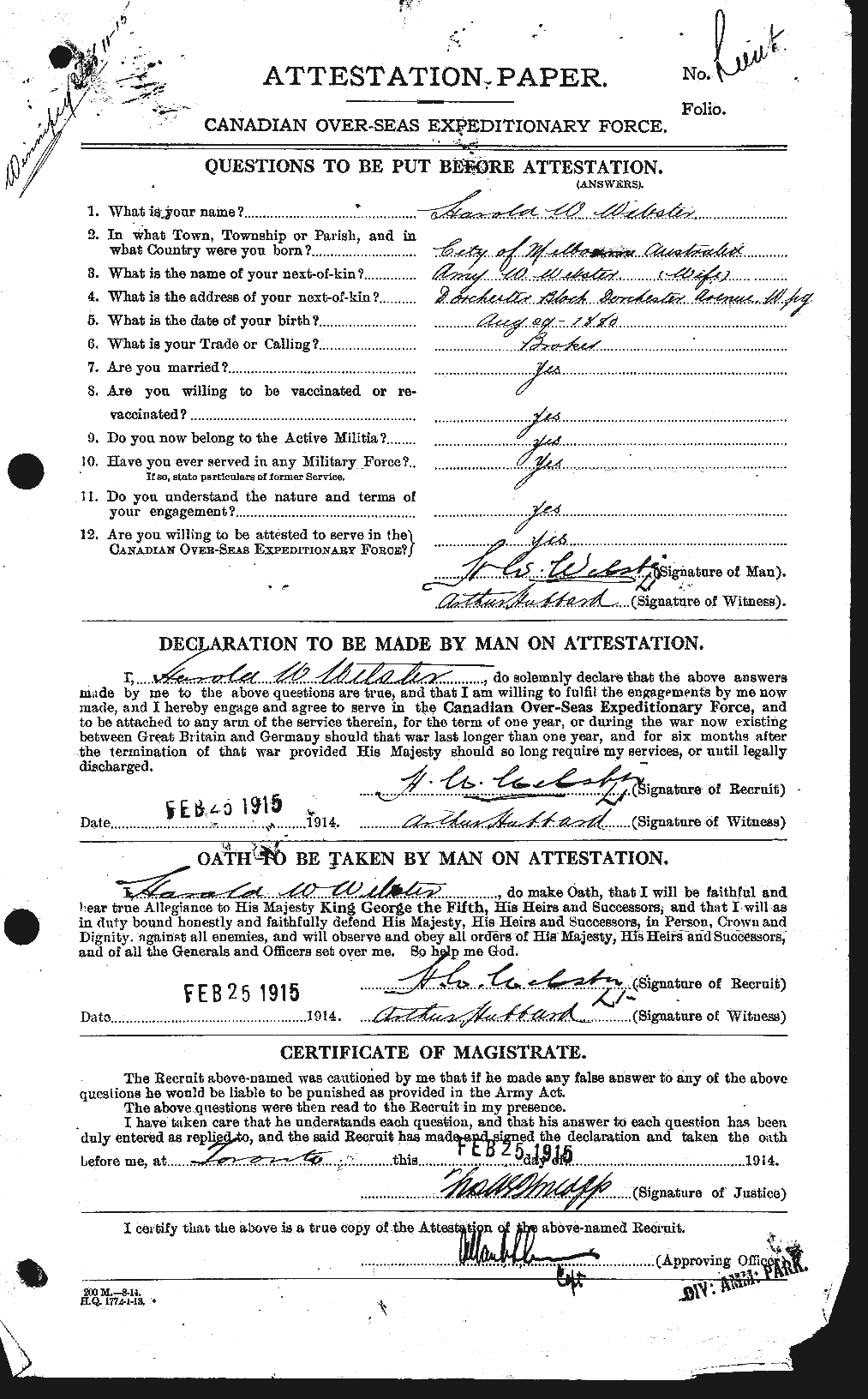 Personnel Records of the First World War - CEF 670406a