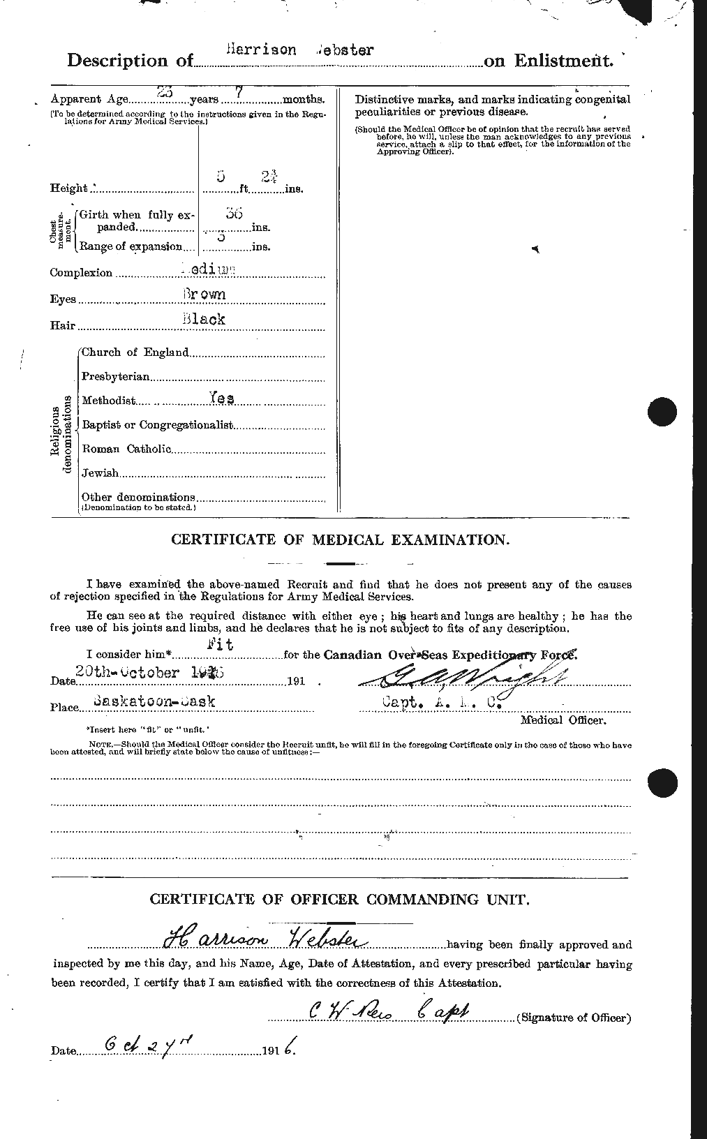 Dossiers du Personnel de la Première Guerre mondiale - CEC 670408b