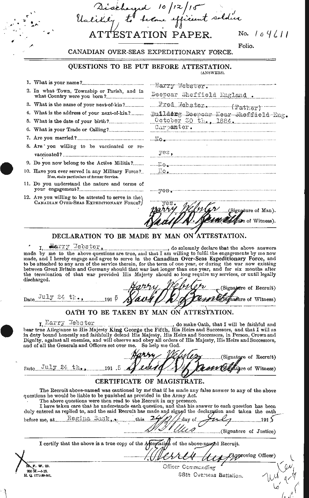 Personnel Records of the First World War - CEF 670409a