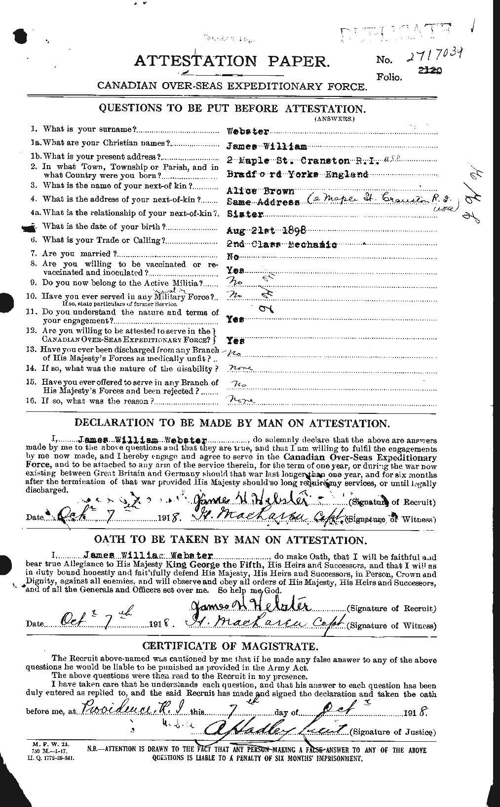 Personnel Records of the First World War - CEF 670465a