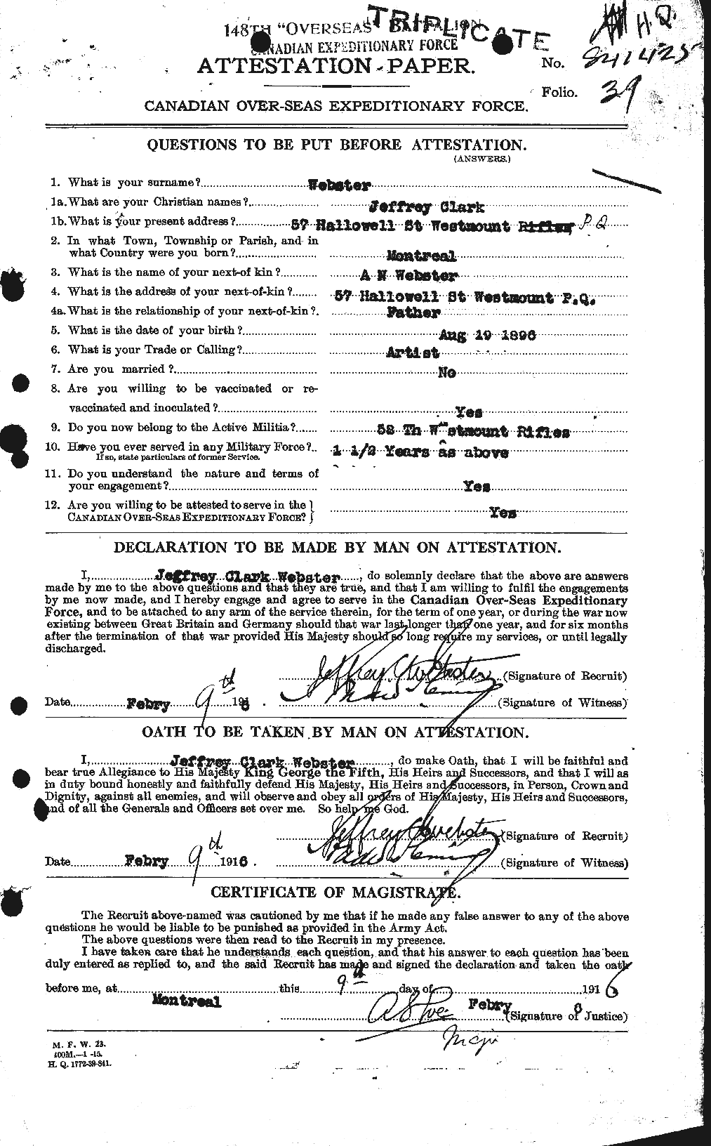Personnel Records of the First World War - CEF 670466a