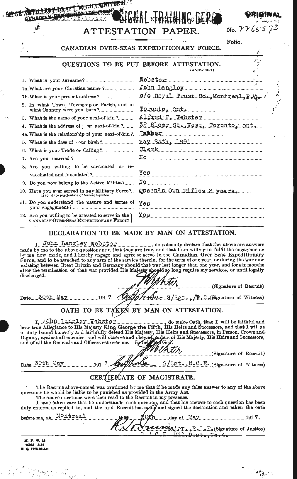 Personnel Records of the First World War - CEF 670489a