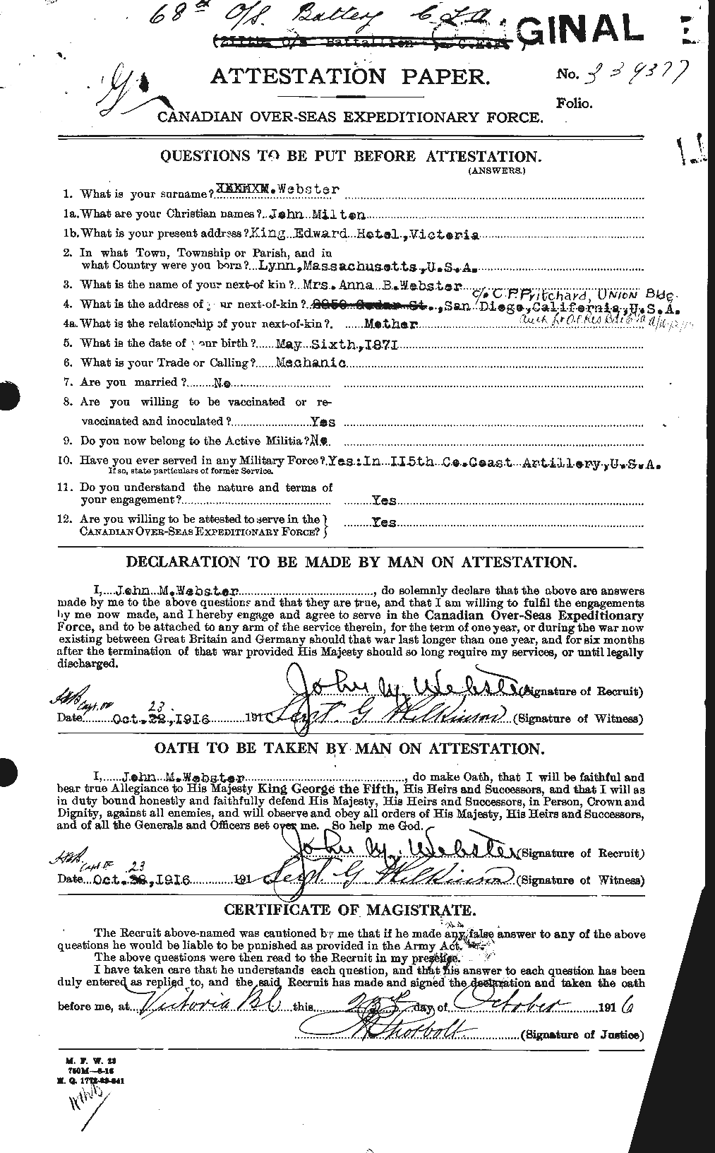 Personnel Records of the First World War - CEF 670493a