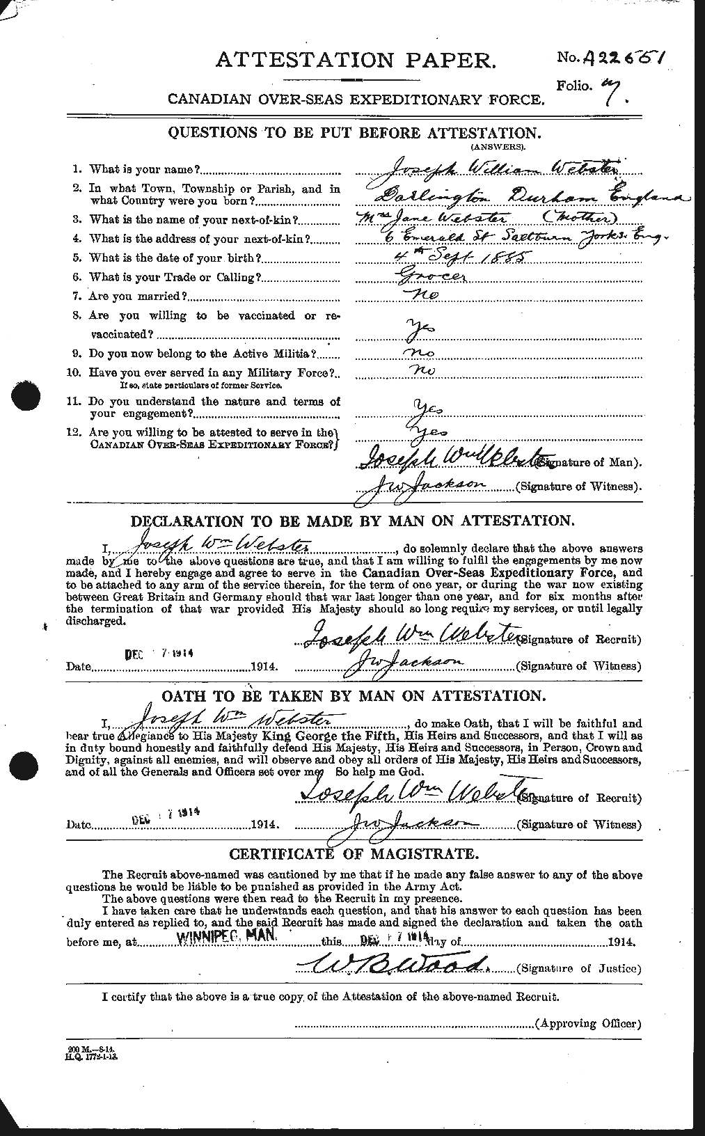 Personnel Records of the First World War - CEF 670508a