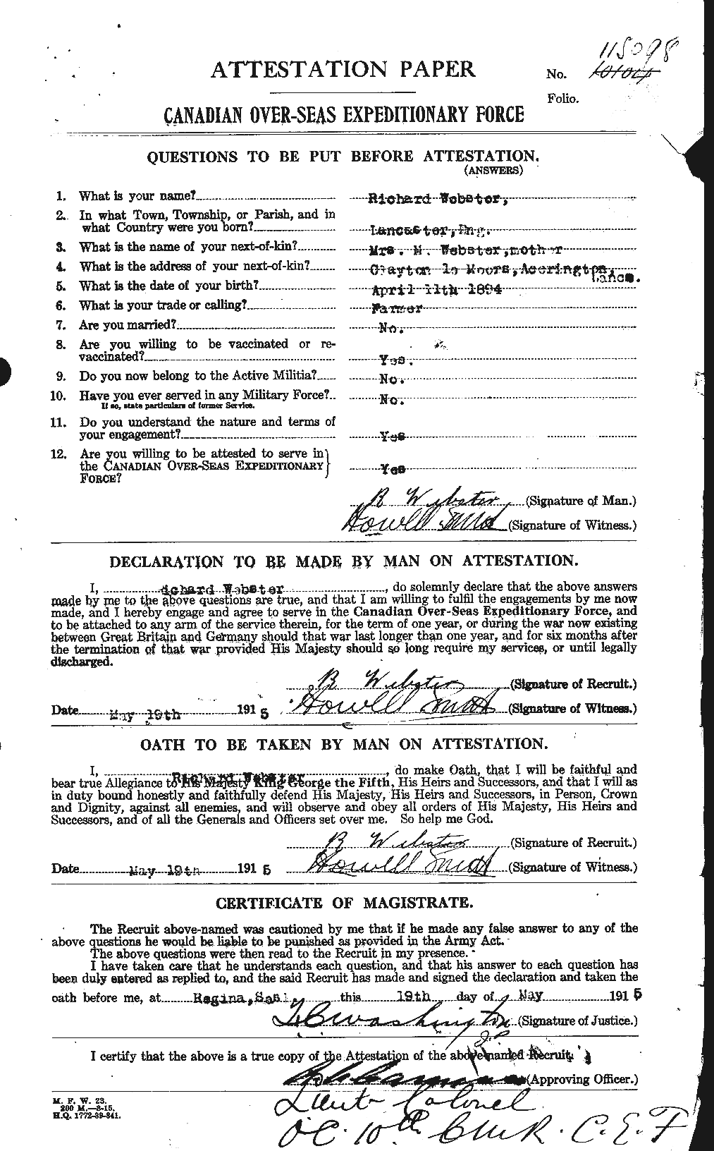 Personnel Records of the First World War - CEF 670540a
