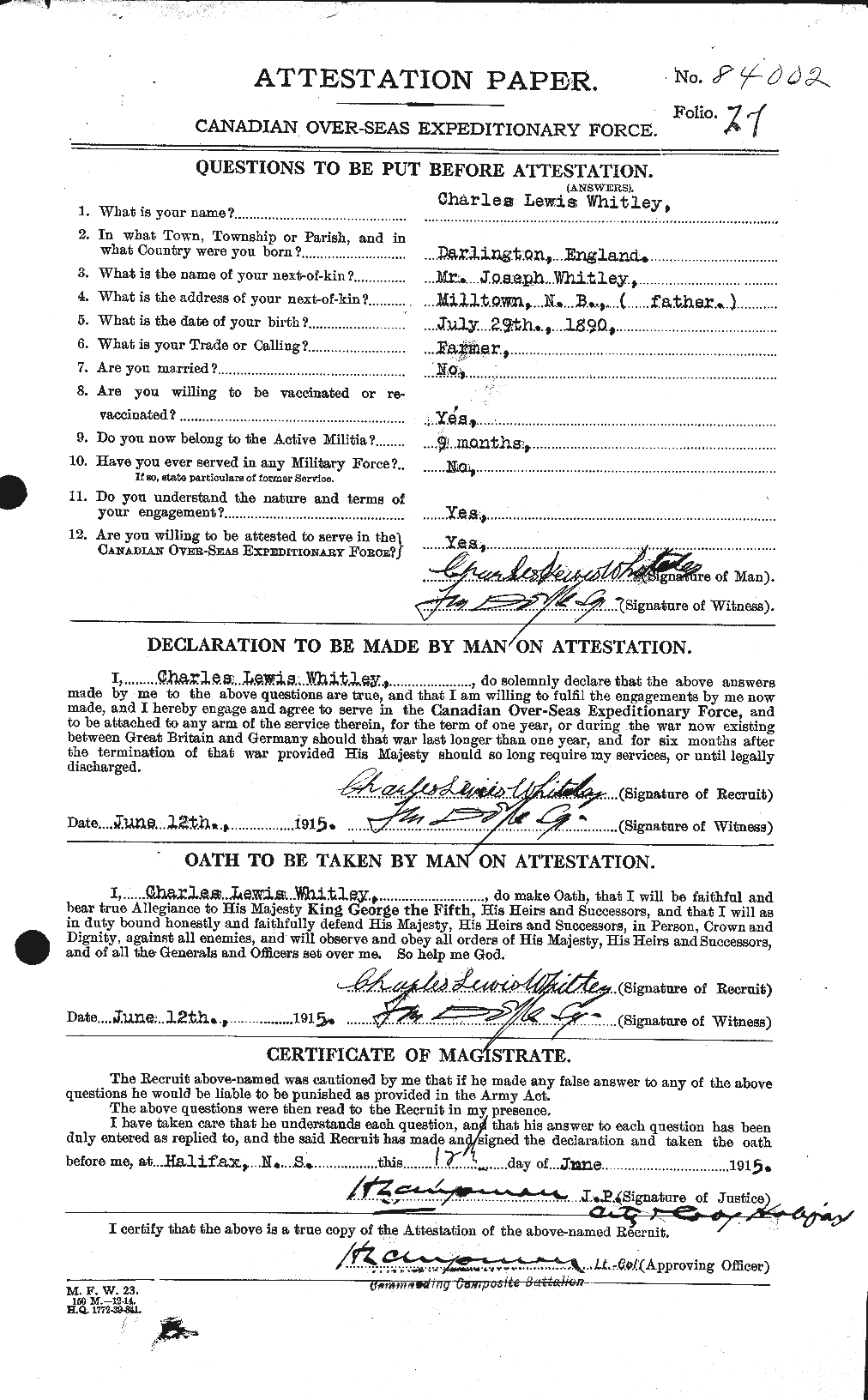 Personnel Records of the First World War - CEF 670923a