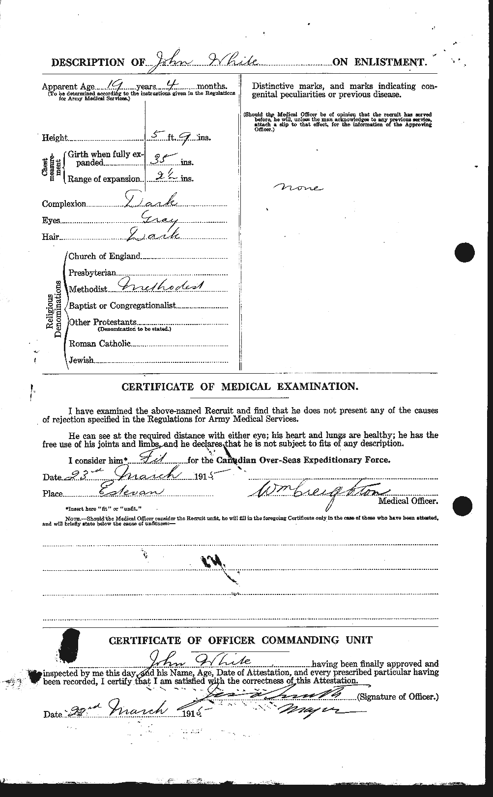 Dossiers du Personnel de la Première Guerre mondiale - CEC 671488b