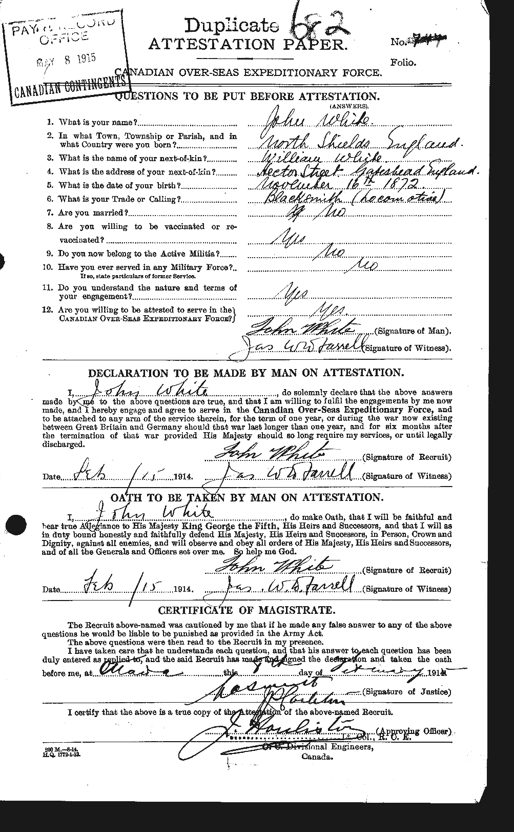 Personnel Records of the First World War - CEF 671495a