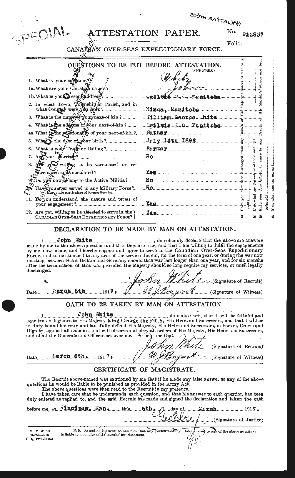 Personnel Records of the First World War - CEF 671520a