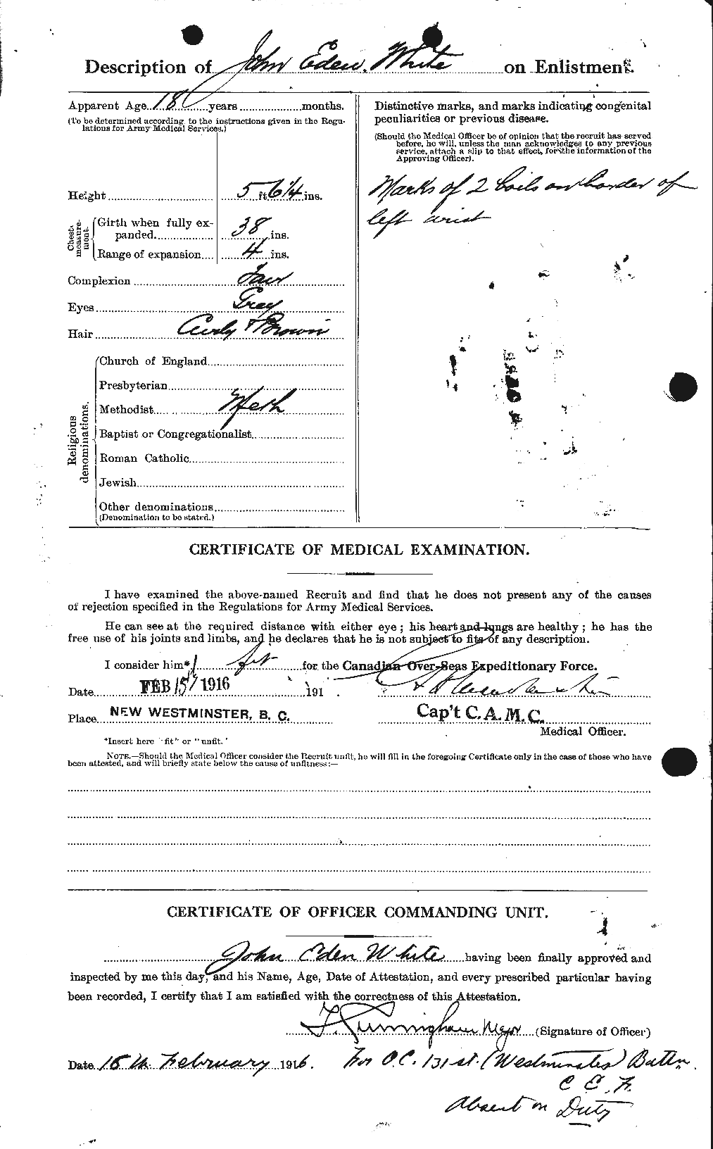 Dossiers du Personnel de la Première Guerre mondiale - CEC 671553b
