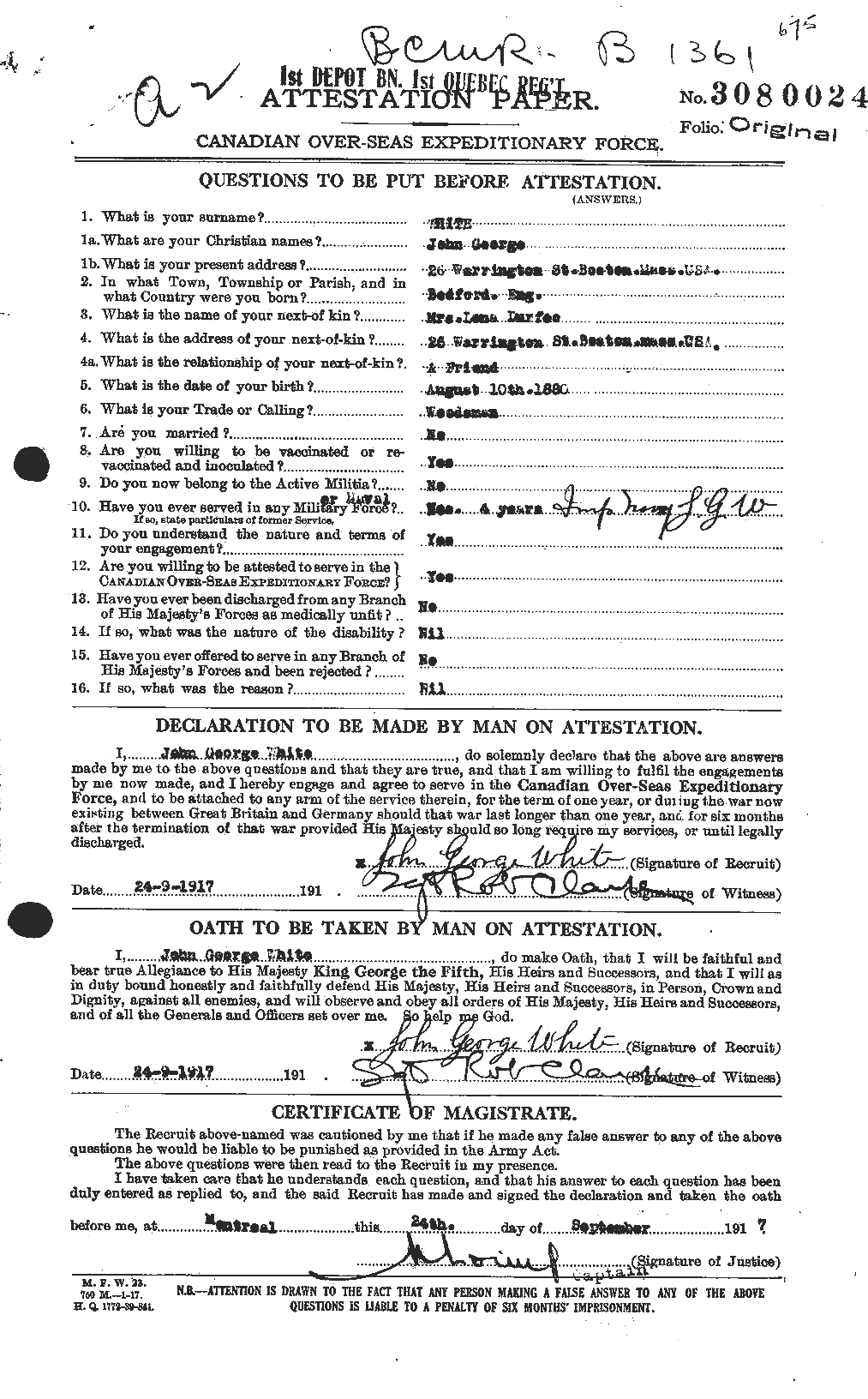 Personnel Records of the First World War - CEF 671563a