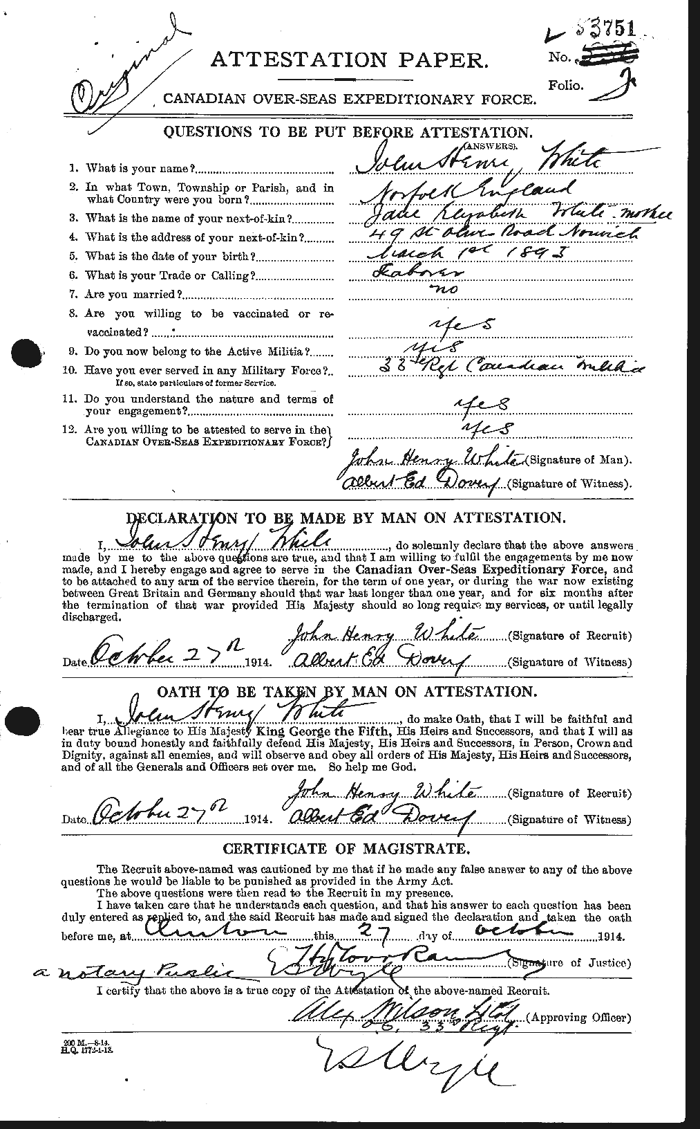 Personnel Records of the First World War - CEF 671570a