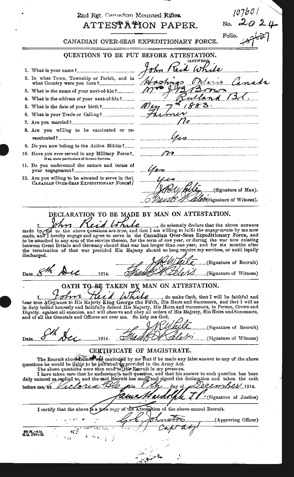 Personnel Records of the First World War - CEF 671589a