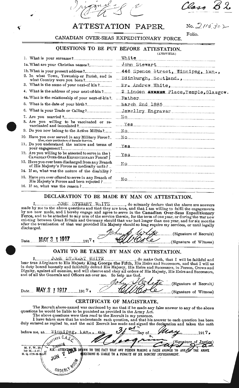 Personnel Records of the First World War - CEF 671603a
