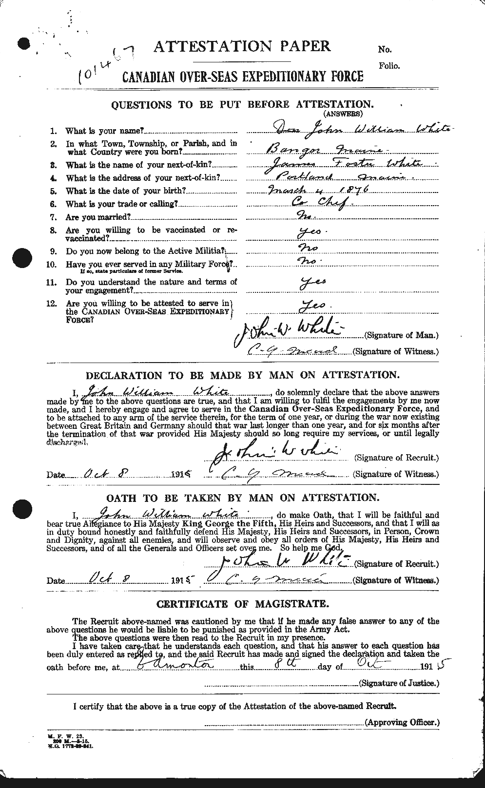 Personnel Records of the First World War - CEF 671617a