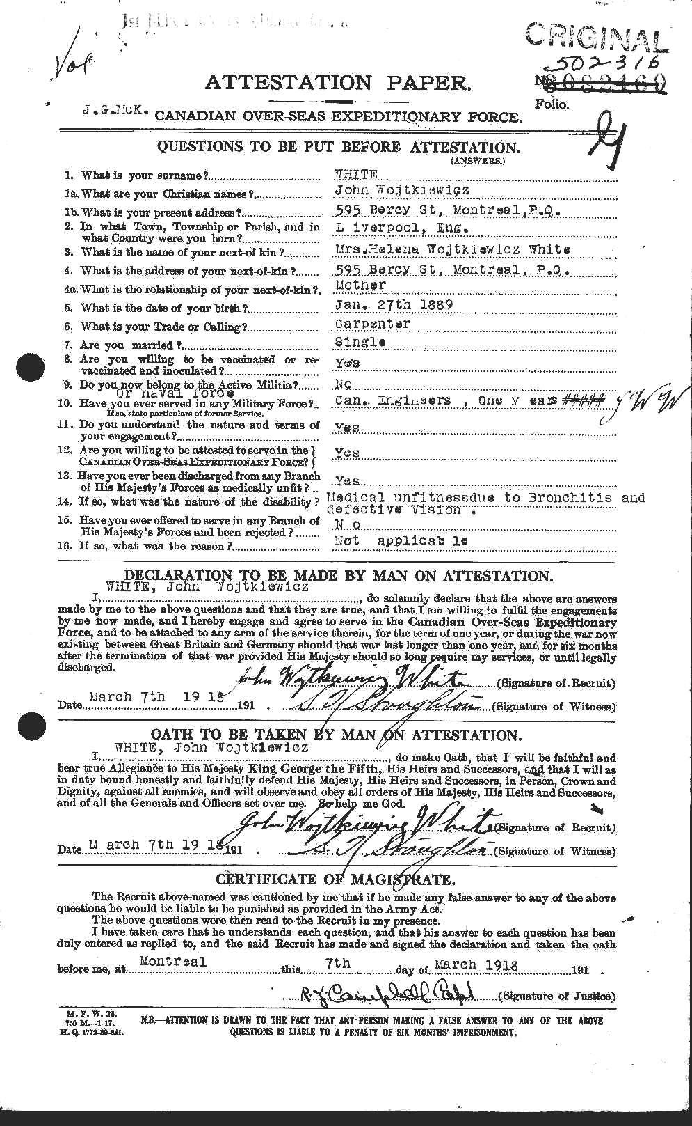 Personnel Records of the First World War - CEF 671621a