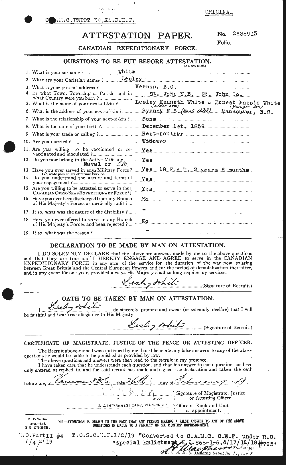 Personnel Records of the First World War - CEF 671695a