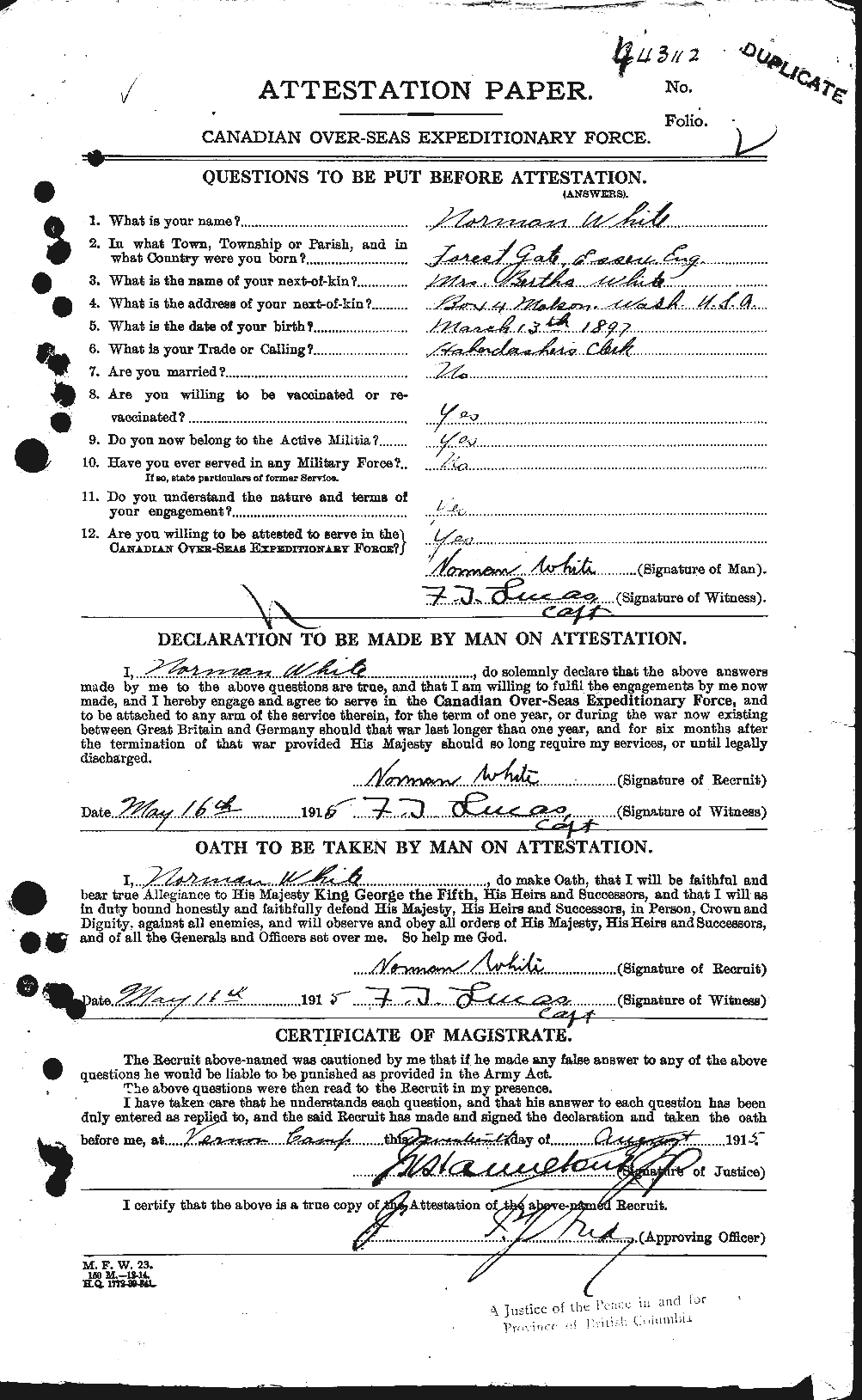Personnel Records of the First World War - CEF 671761a
