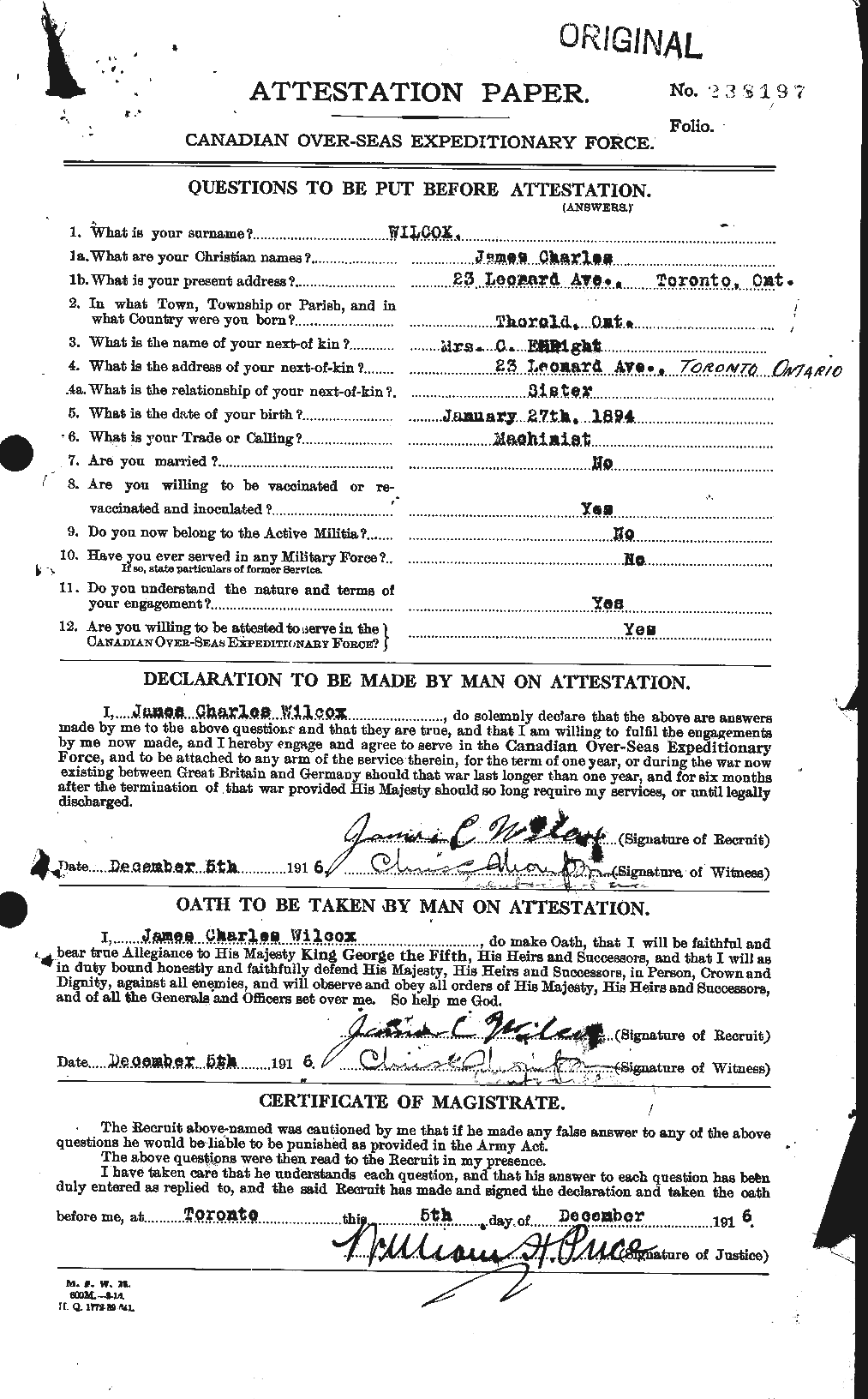 Personnel Records of the First World War - CEF 672028a