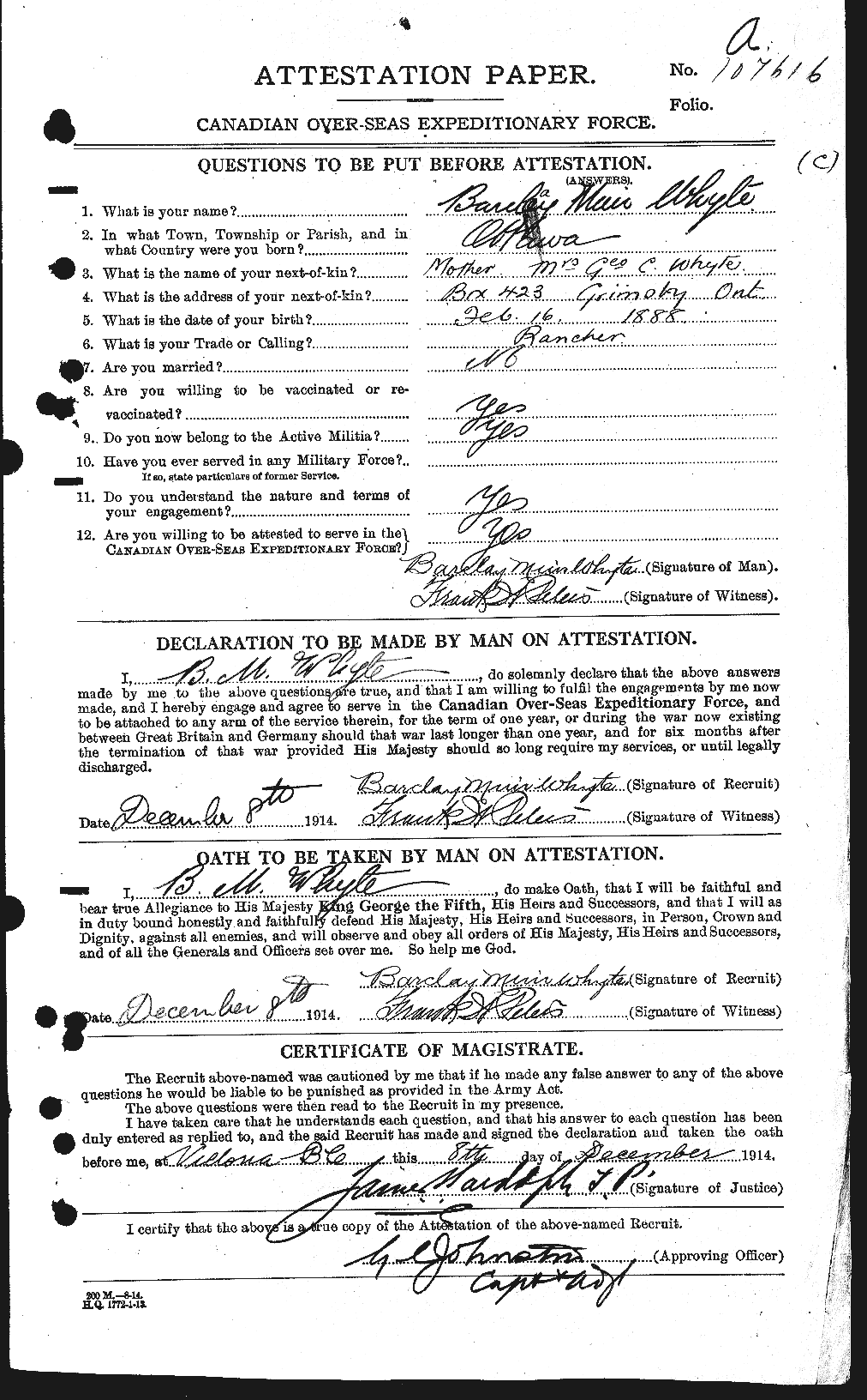 Personnel Records of the First World War - CEF 672491a