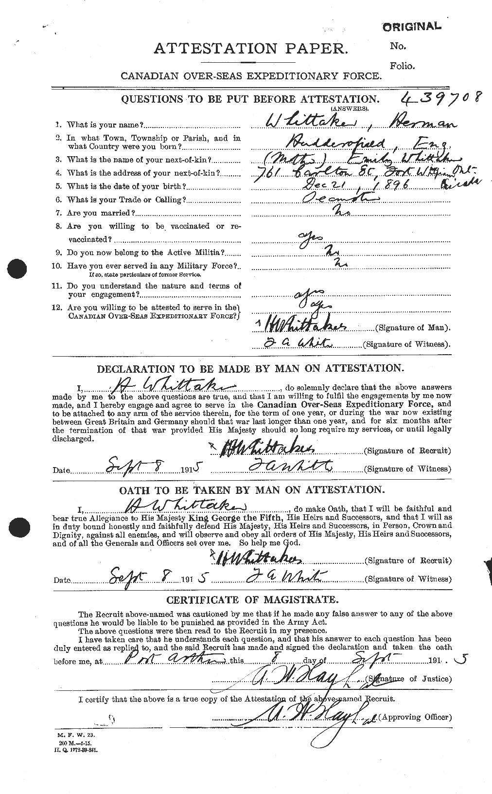 Personnel Records of the First World War - CEF 672858a