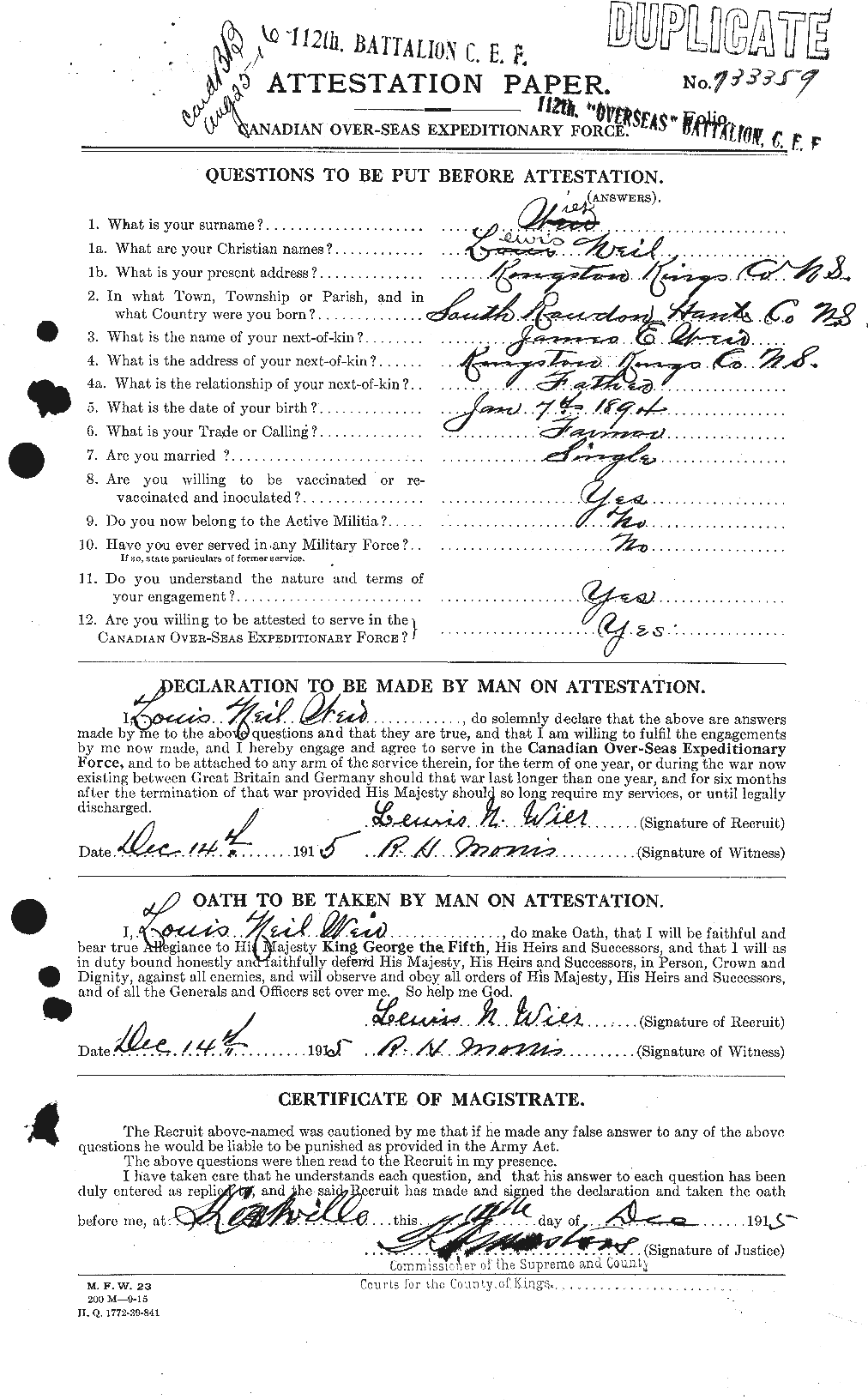 Personnel Records of the First World War - CEF 674167a