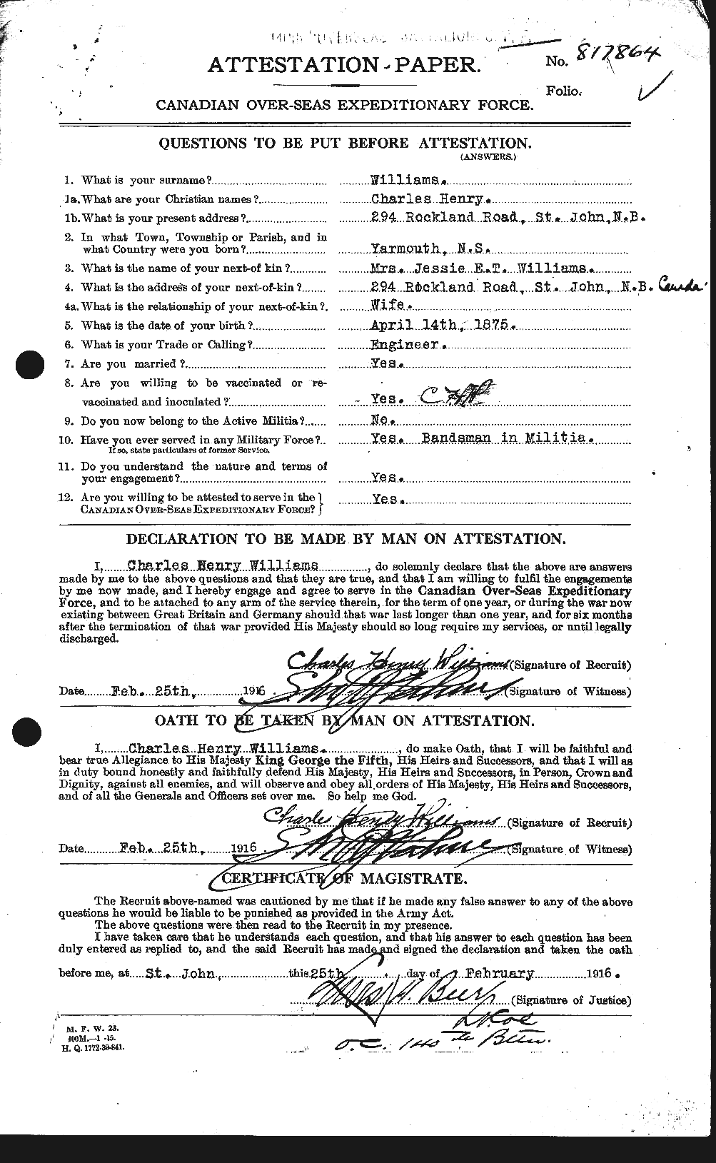 Personnel Records of the First World War - CEF 674400a