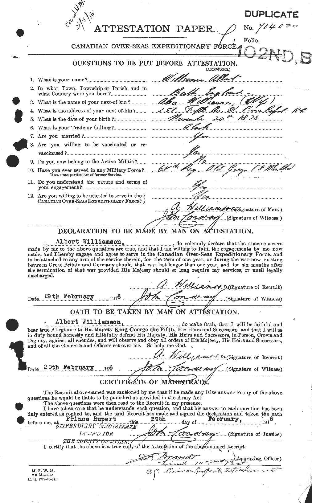 Personnel Records of the First World War - CEF 674729a