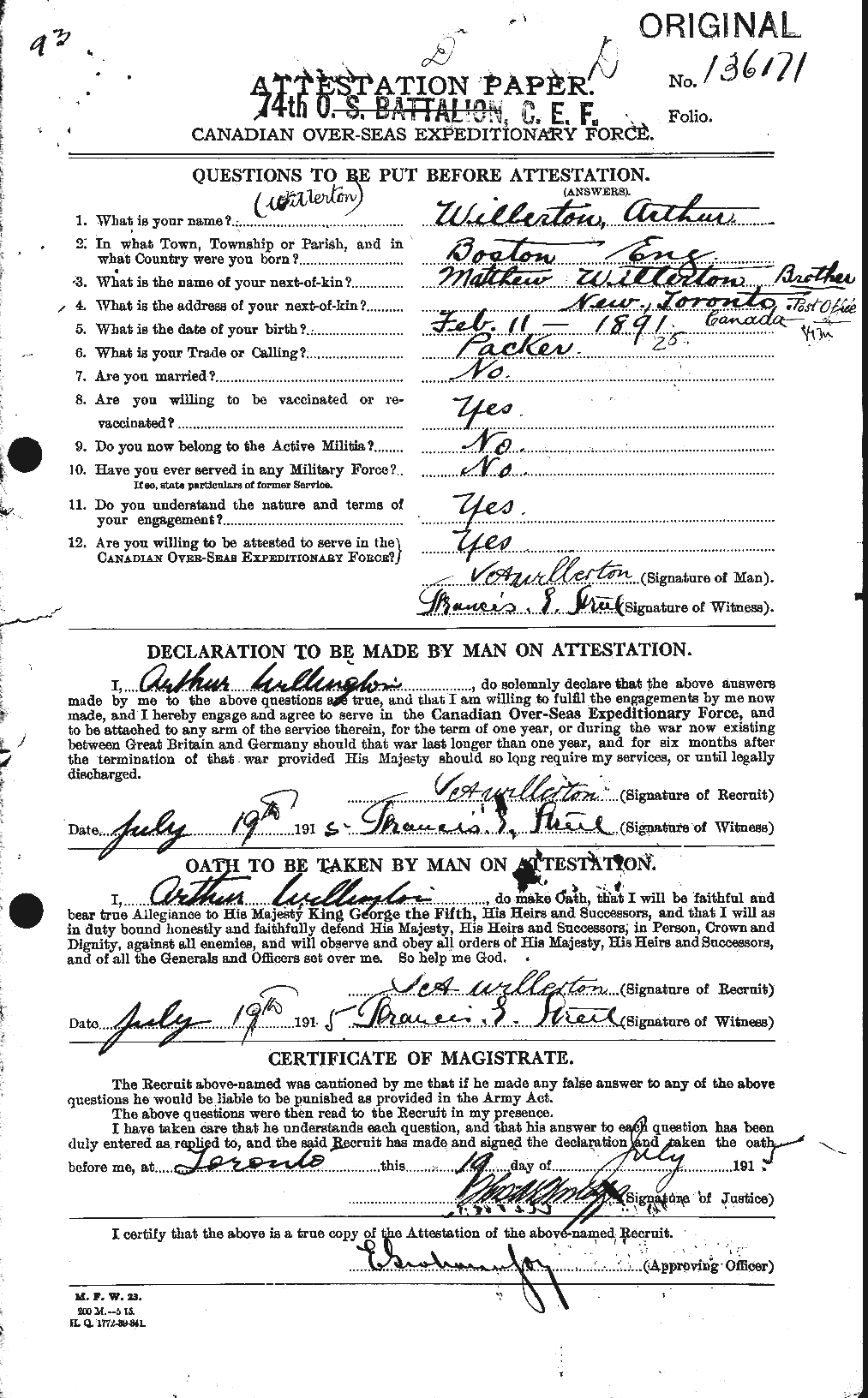 Personnel Records of the First World War - CEF 675260a