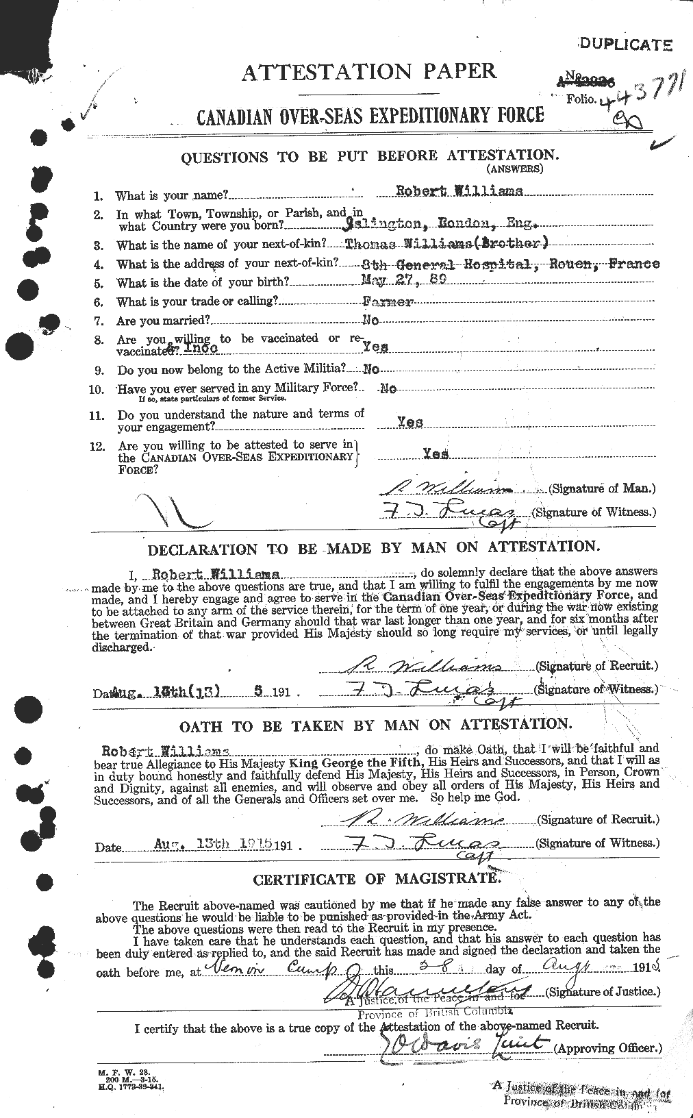 Personnel Records of the First World War - CEF 675711a