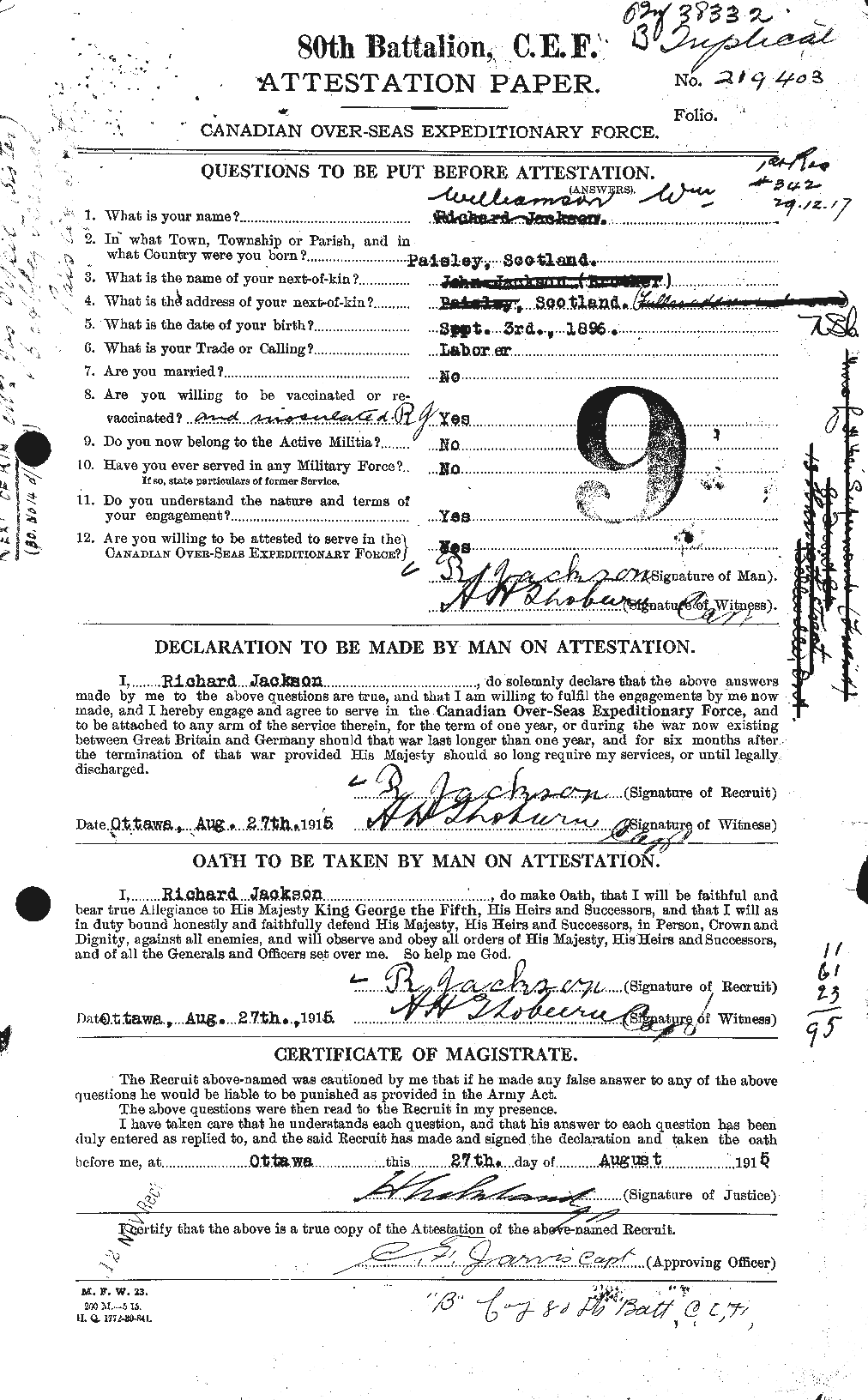 Personnel Records of the First World War - CEF 676296a