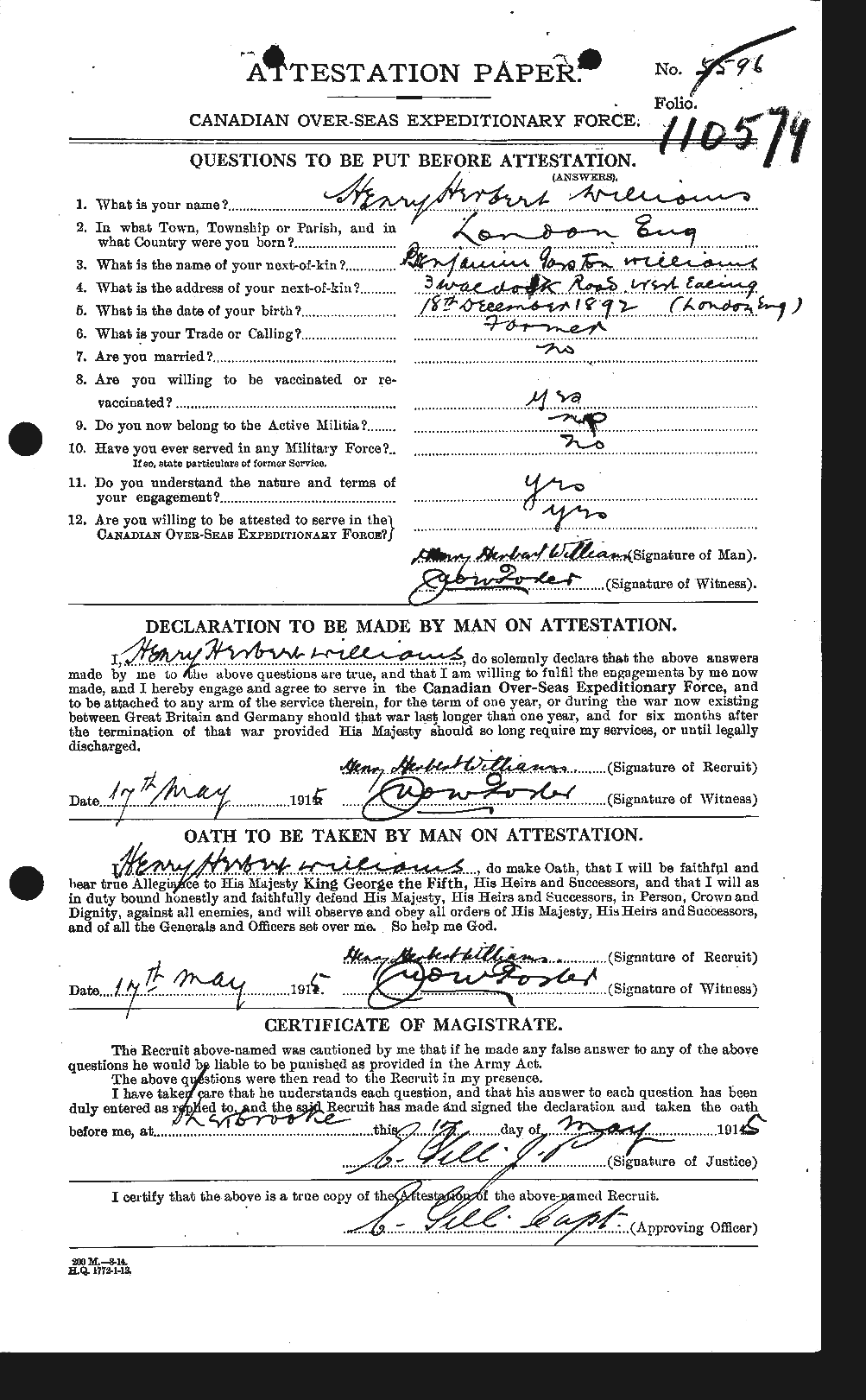 Personnel Records of the First World War - CEF 677409a