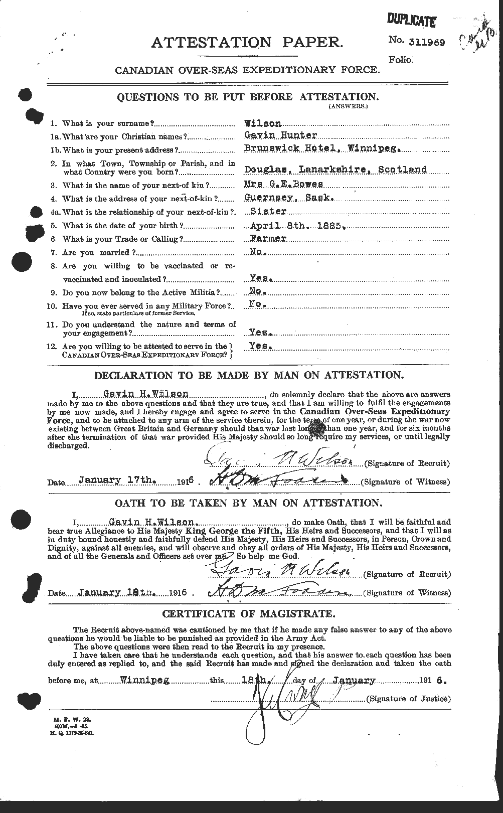 Dossiers du Personnel de la Première Guerre mondiale - CEC 677618a