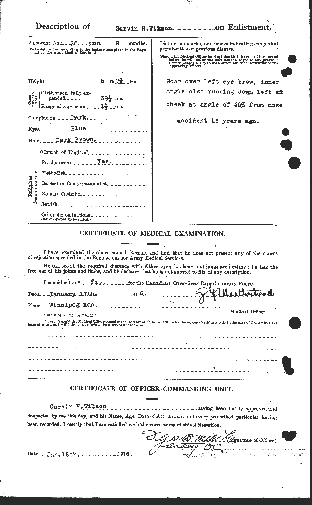 Dossiers du Personnel de la Première Guerre mondiale - CEC 677618b