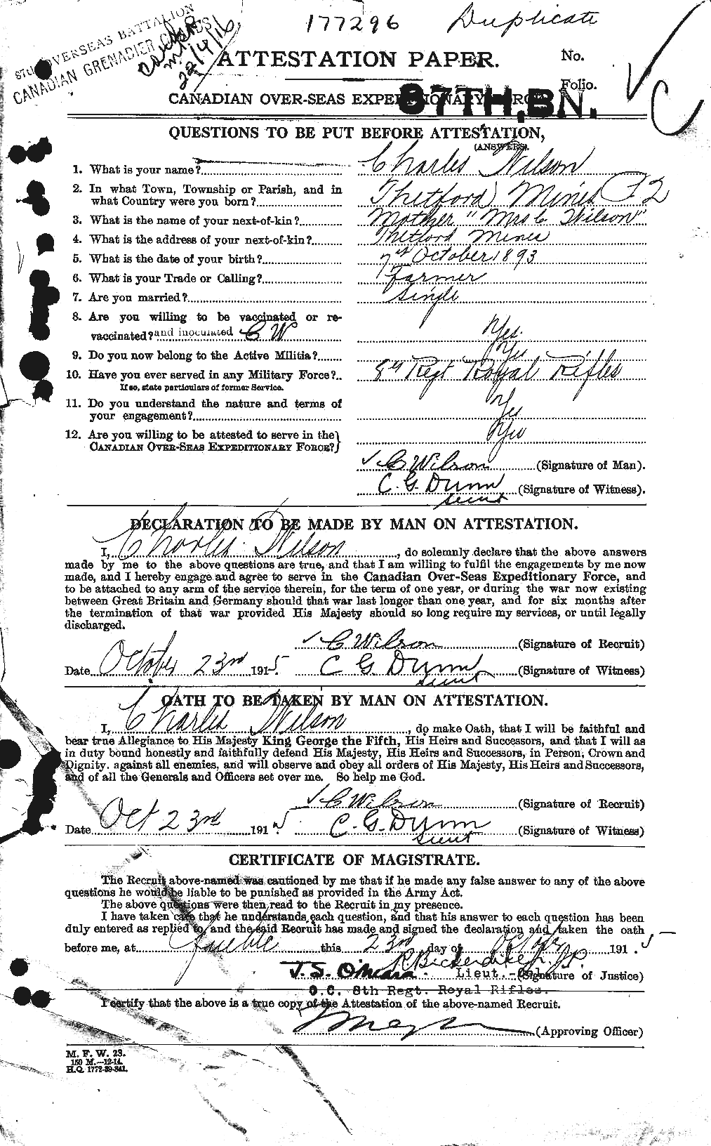 Personnel Records of the First World War - CEF 677870a