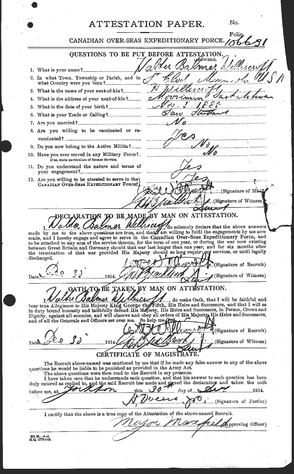 Personnel Records of the First World War - CEF 678146a