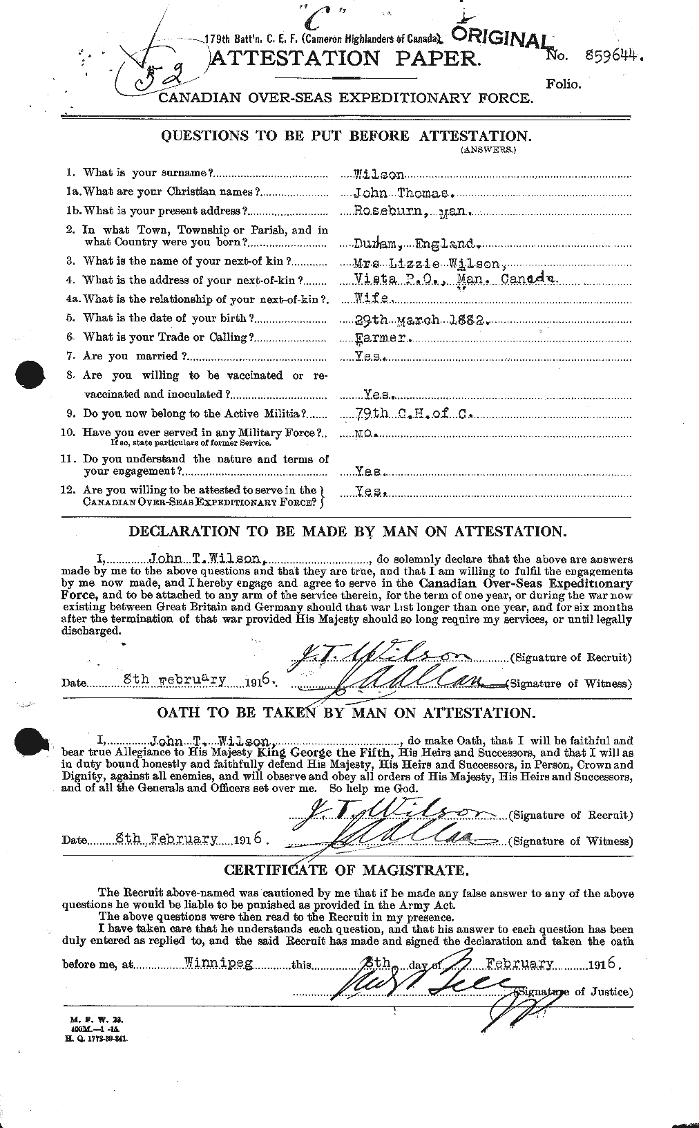 Personnel Records of the First World War - CEF 678518a