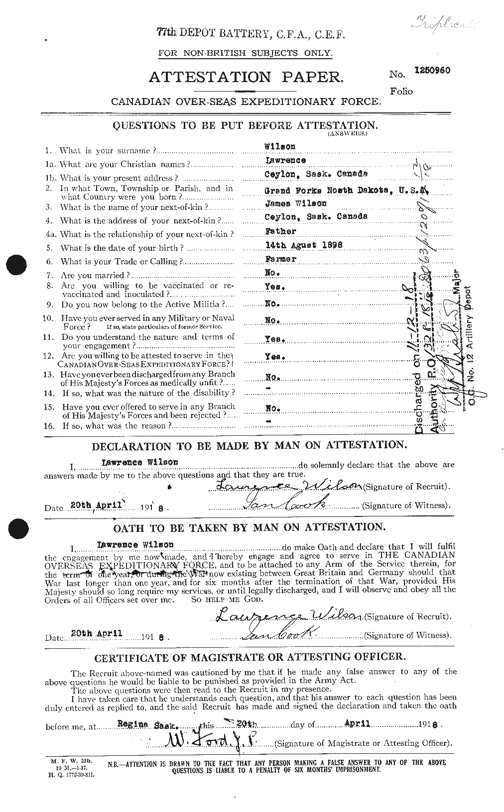 Personnel Records of the First World War - CEF 678620a
