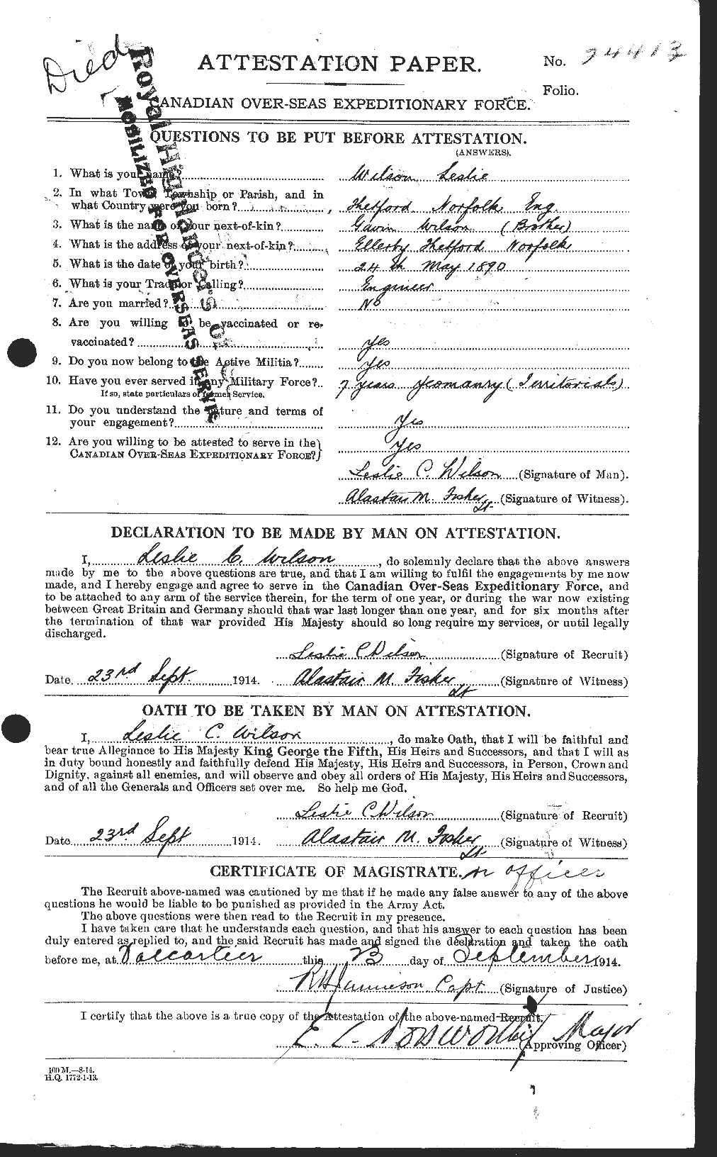 Personnel Records of the First World War - CEF 678645a
