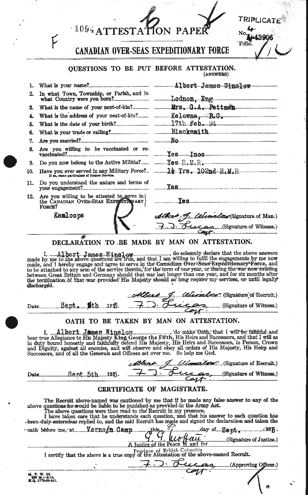 Personnel Records of the First World War - CEF 679187a